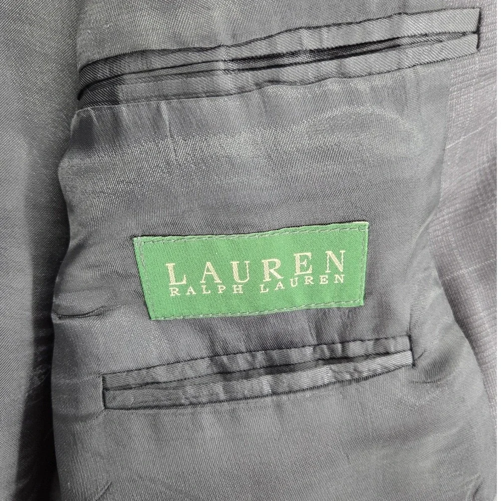 Lauren Ralph Lauren Wool Blazer Mens 42R‎ Charcoal Gray Glen Plaid 100% Wool